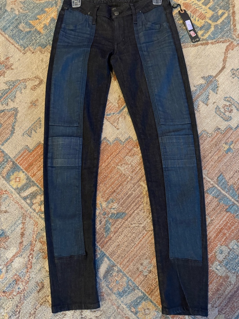 Citizens Of Humanity Two-Tone Skinny Jeans in Dark Blue and Black